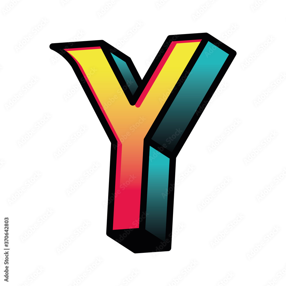 3d y letter design, lettering typography retro and comic theme Vector illustration 3d y letter design, lettering typography retro and comic theme Vector illustration