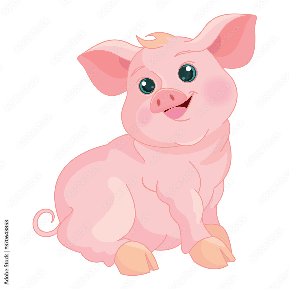 Cute pink baby pig sitting Cute pink baby pig sitting