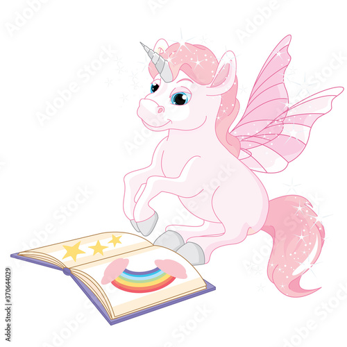 Cute Unicorn reading book