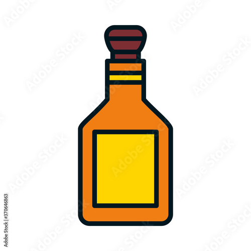 bottle of brandy icon, line and fill style