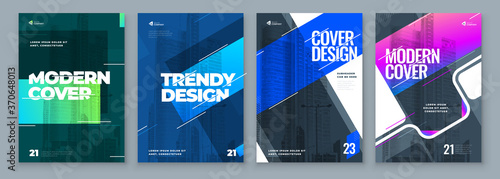 Set of Brochure Design Cover Template for Brochure, Catalog, Layout with Color Shapes. Modern Vector illustration Brochure Concept in Dark Colors