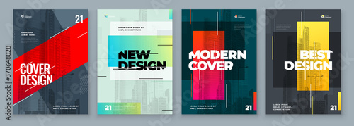 Set of Brochure Design Cover Template for Brochure, Catalog, Layout with Color Shapes. Modern Vector illustration Brochure Concept in Dark Colors photo