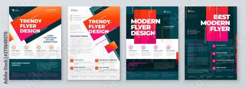 Flyer Design Set. Modern Flyer Background Design. Template Layout for Flyer. Concept with Dynamic Line Shapes. Vector Background.