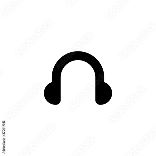 Ear muffs icon in black flat glyph, filled style isolated on white background