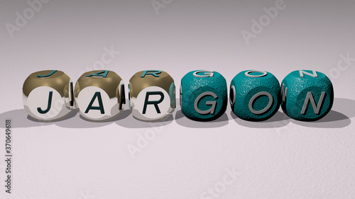 combination of JARGON built by cubic letters from the top perspective, excellent for the concept presentation