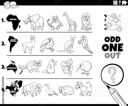 odd one out animal picture game coloring book page © Igor Zakowski