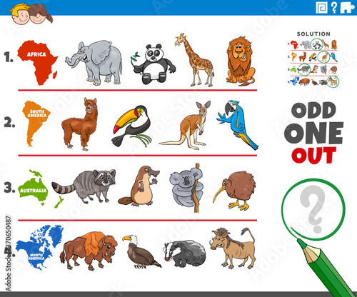 odd one out picture game with animal species
