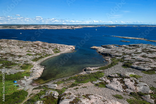 Aerial view over Swedish west coast shore