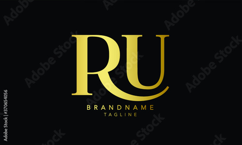 Alphabet letters Initial Monogram logo RU, UR, R and U