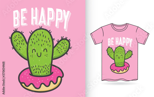 Cute hand drawn cactus for t shirt print