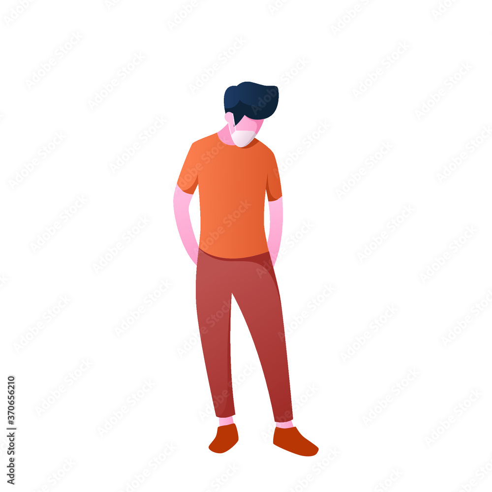 the man wearing white mask flat vector illustration the man wearing white mask flat vector illustration