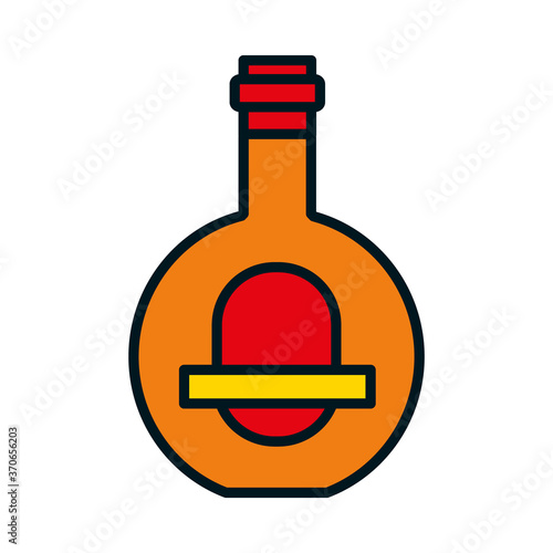 brandy bottle icon, line and fill style