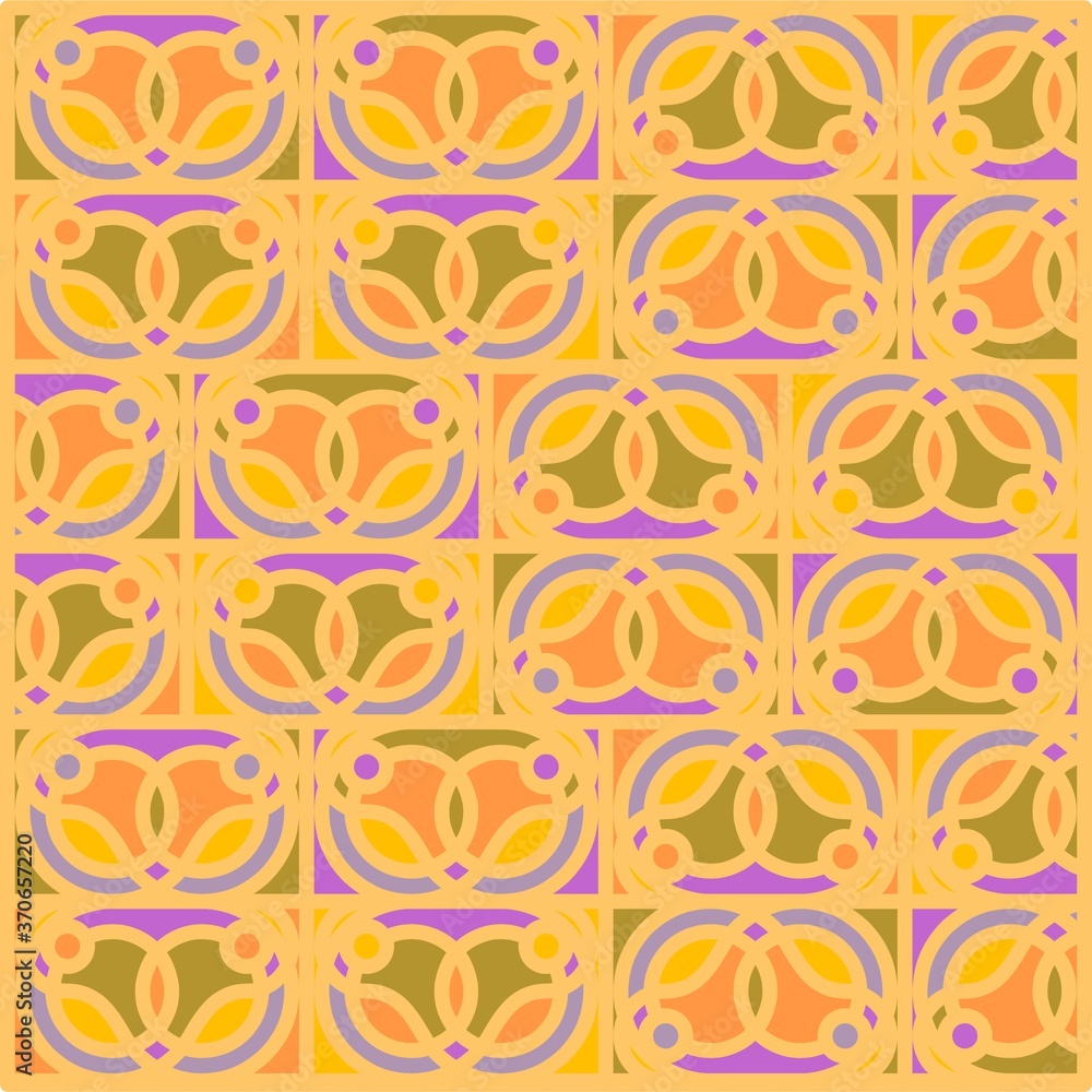 Fototapeta premium Beautiful of Colorful Circle, Repeated, Abstract, Illustrator Pattern Wallpaper. Image for Printing on Paper, Wallpaper or Background, Covers, Fabrics