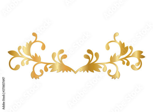 gold ornament in curved leaves shaped design of Decorative element theme Vector illustration