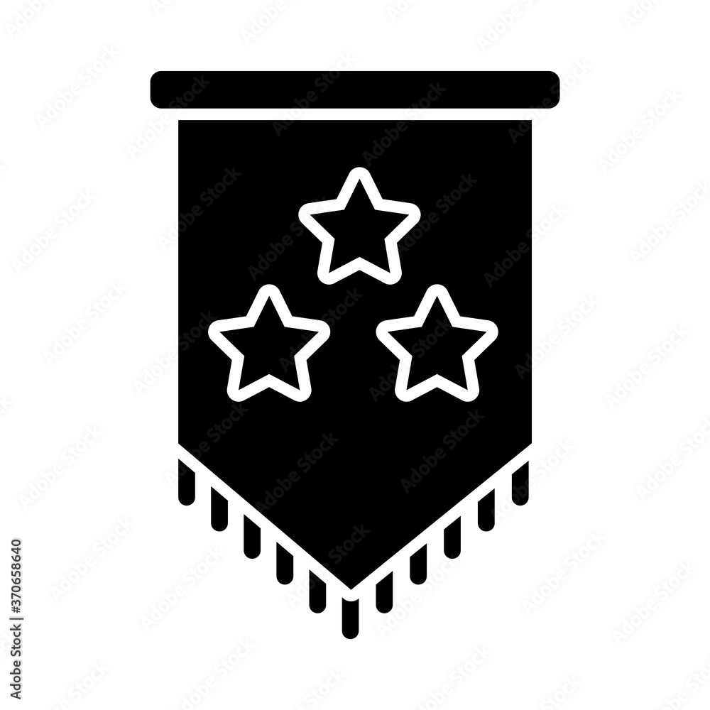 decorative pennant with stars icon, silhouette style decorative pennant with stars icon, silhouette style