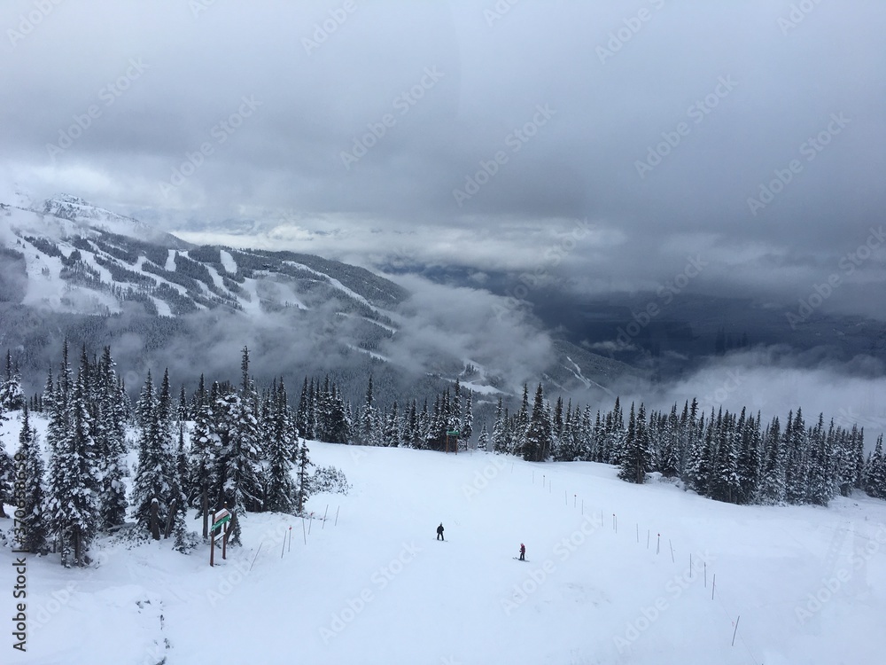 Landscape view of snowy mountains