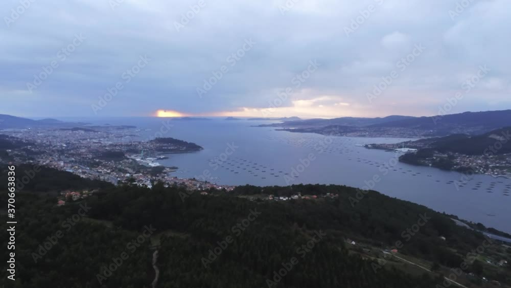 Vigo. Panoramic view of Ria of Vigo. Pontevedra. Galicia,Spain. Aerial Drone Footage Vigo. Panoramic view of Ria of Vigo. Pontevedra. Galicia,Spain. Aerial Drone Footage