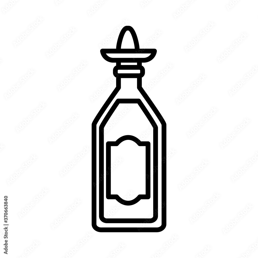 mexican tequila bottle icon, line style mexican tequila bottle icon, line style