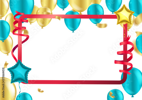 Blue Balloons with use to present section label Discounts SALE and celebration party banner