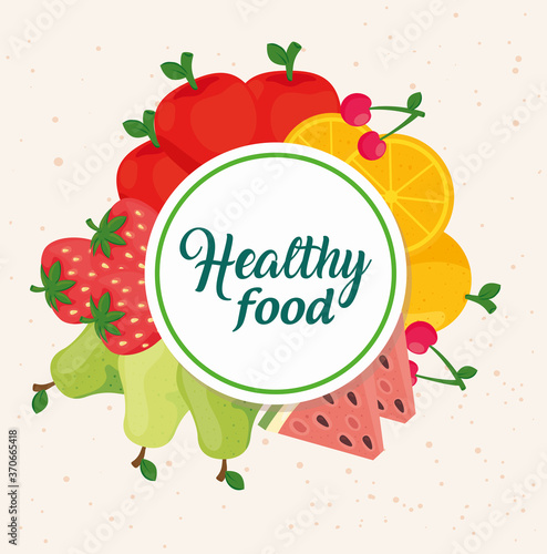 banner of healthy food, with fresh fruits vector illustration design