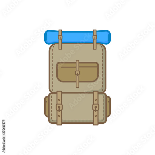 Camping icon vector illustration, mountain bag