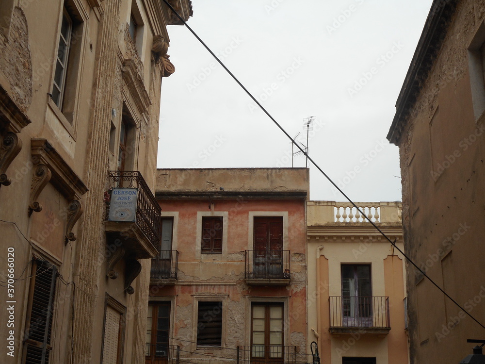Old town Figueres street, Girona, Spain Old town Figueres street, Girona, Spain