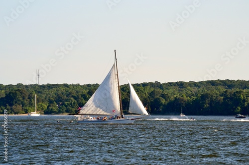 A sailboat on the bay