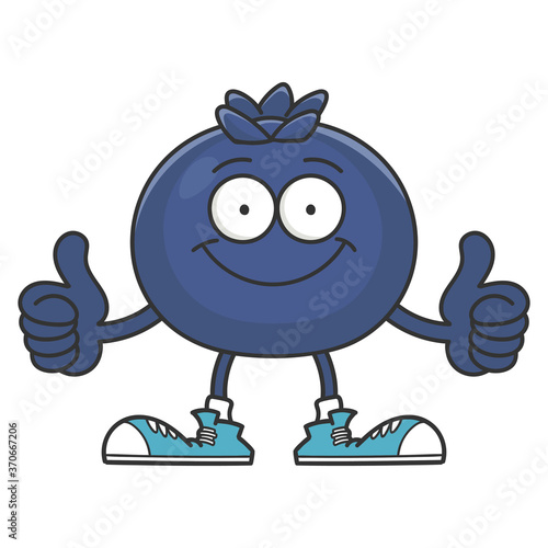smiling blueberry fruit cartoon character