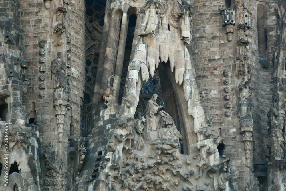 Architecture detail of the Sagrada Familia cathedral, designed by Antoni Gaudi, in Barcelona, Spain Architecture detail of the Sagrada Familia cathedral, designed by Antoni Gaudi, in Barcelona, Spain
