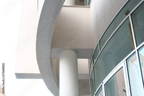 Detail of modern white concrete building with curves lines , Barcelona Museum of Contemporary Art