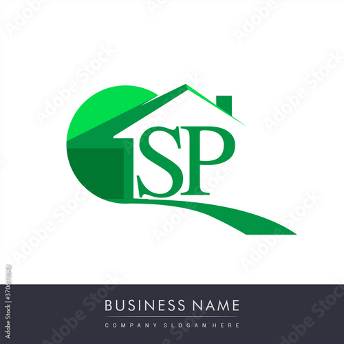 initial logo SP with house icon, business logo and property developer.