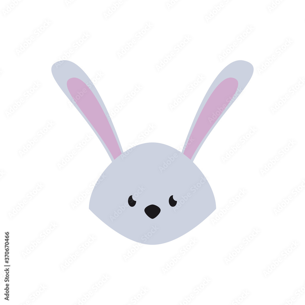 Obraz premium cute rabbit head flat style icon