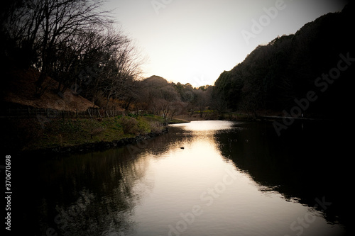 sunset over the river
