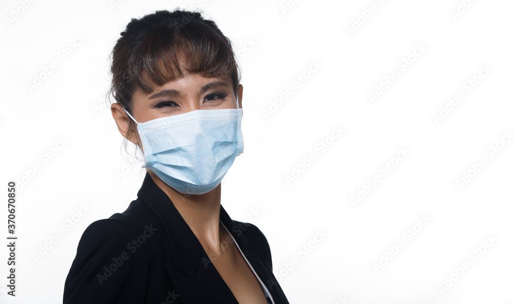 woman wear protective face surgical mask and protect covid virus woman wear protective face surgical mask and protect covid virus