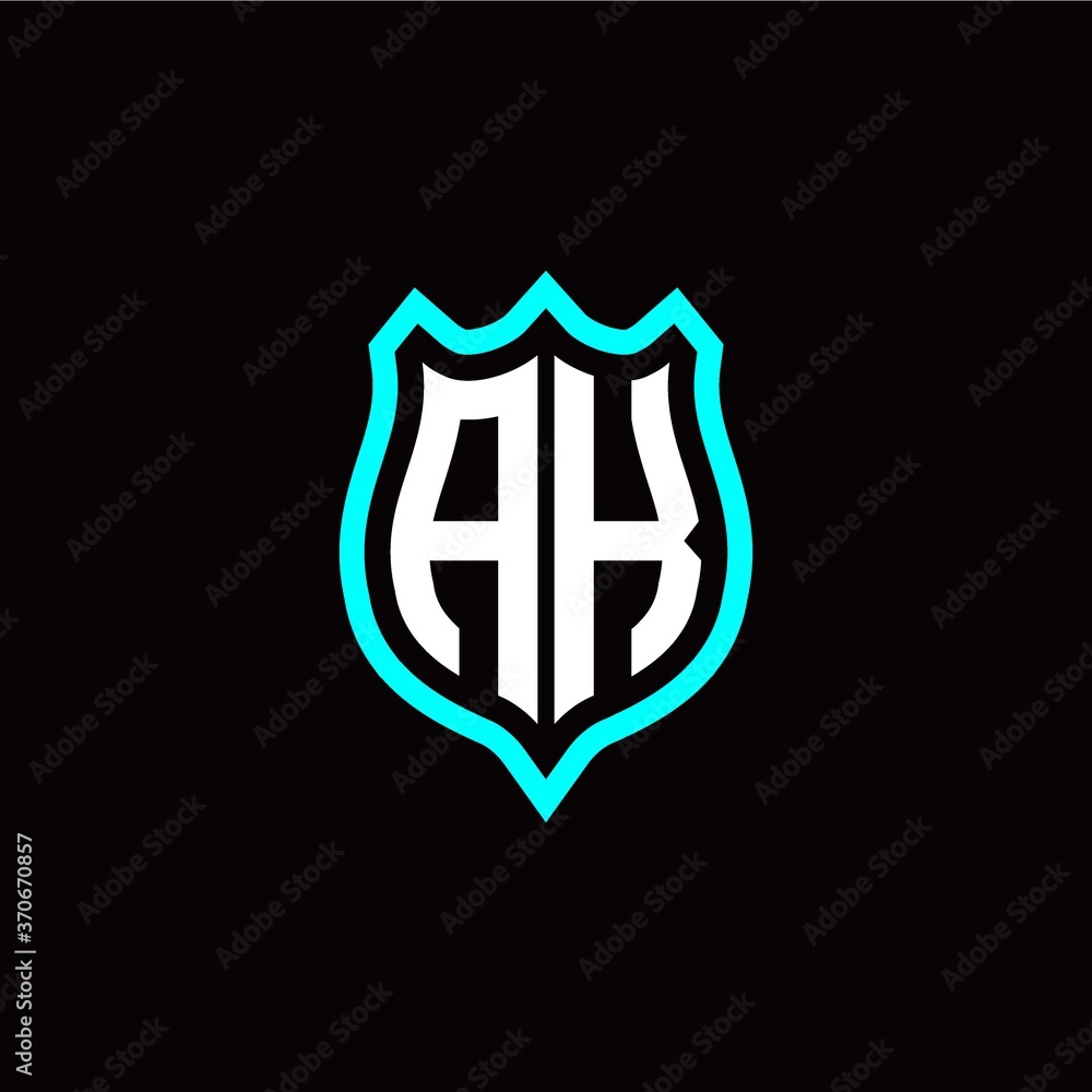 Initial A K letter with shield style logo template vector
