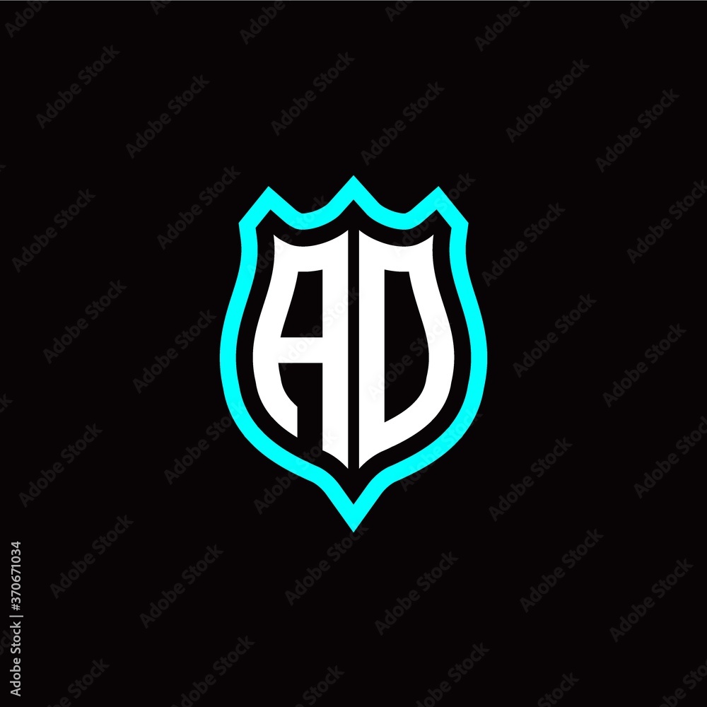 Initial A O letter with shield style logo template vector