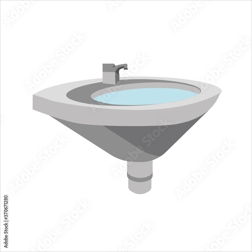 Wash Basin Sink Flat Icon Illustration Isolated in White