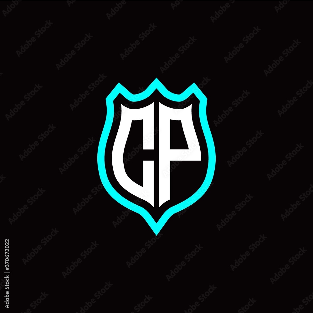 Initial C P letter with shield style logo template vector Initial C P letter with shield style logo template vector