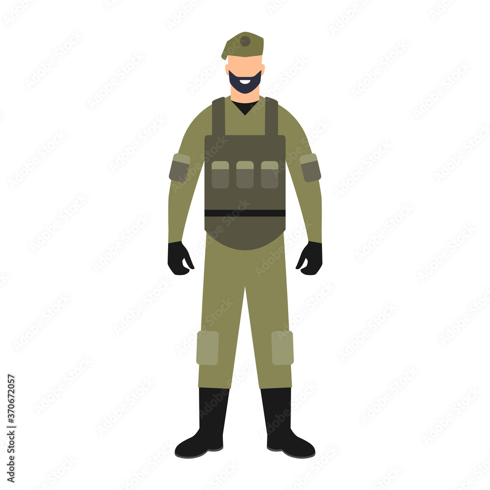 Militar. Fuerzas armadas. Ejército. Seguridad y protección para el país. Profesional. Ilustración vectorial estilo plano Militar. Fuerzas armadas. Ejército. Seguridad y protección para el país. Profesional. Ilustración vectorial estilo plano