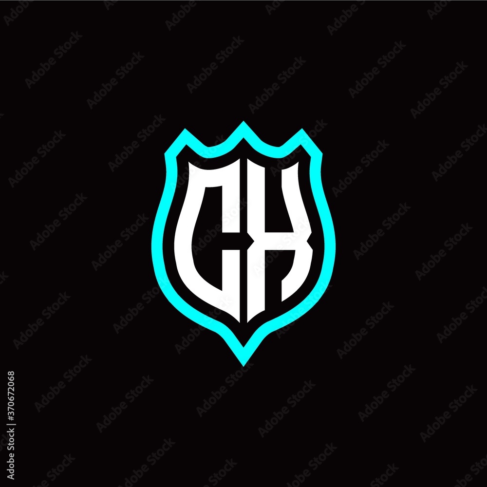 Initial C X letter with shield style logo template vector
