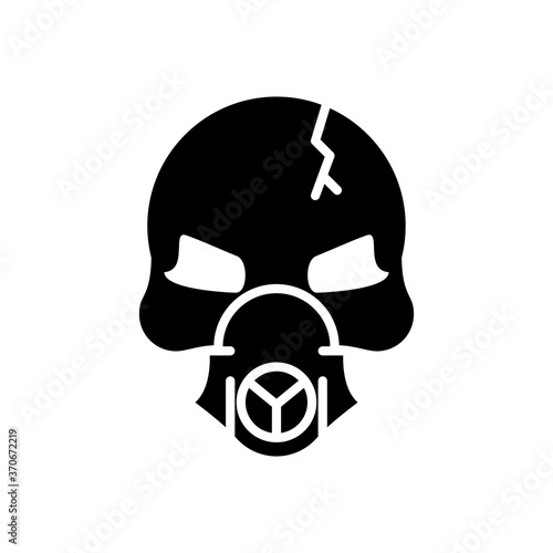 death skull head broken wearing mask silhouette style