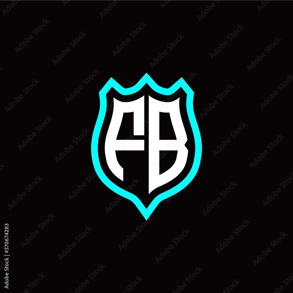 Initial F B letter with shield style logo template vector