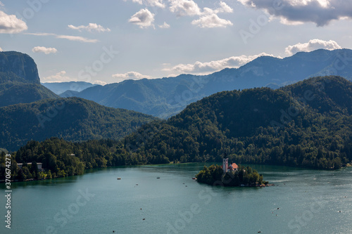 Church of the Assumption of the Virgin Mary on the island of Lake Bled in Slovenia
