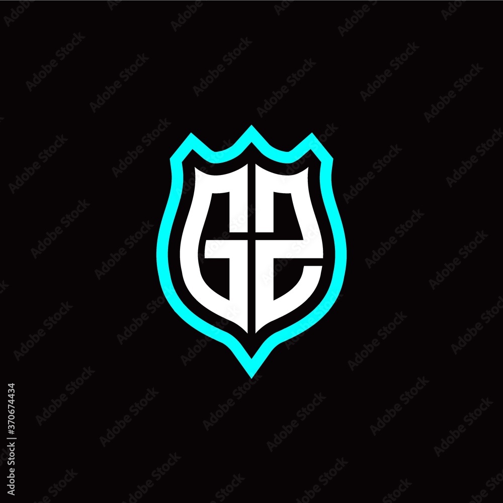 Initial G Z letter with shield style logo template vector