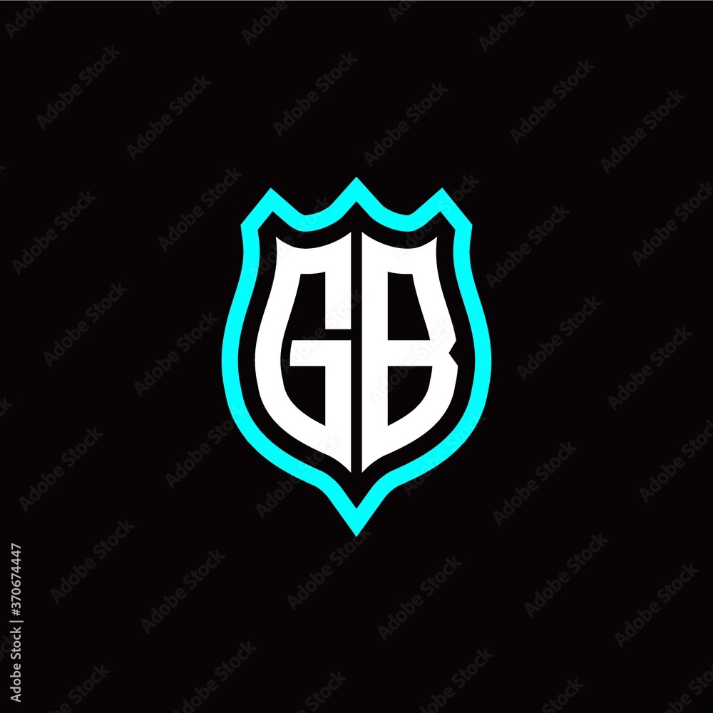 Initial G B letter with shield style logo template vector