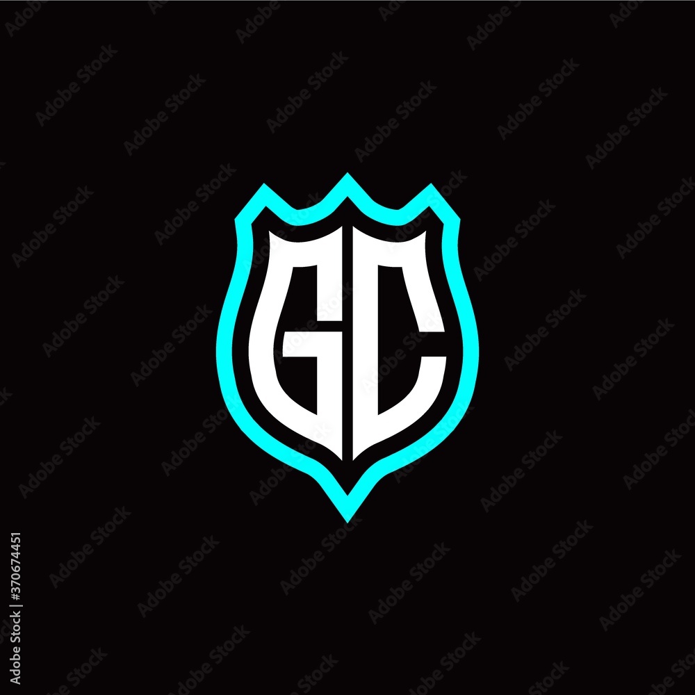Initial G C letter with shield style logo template vector