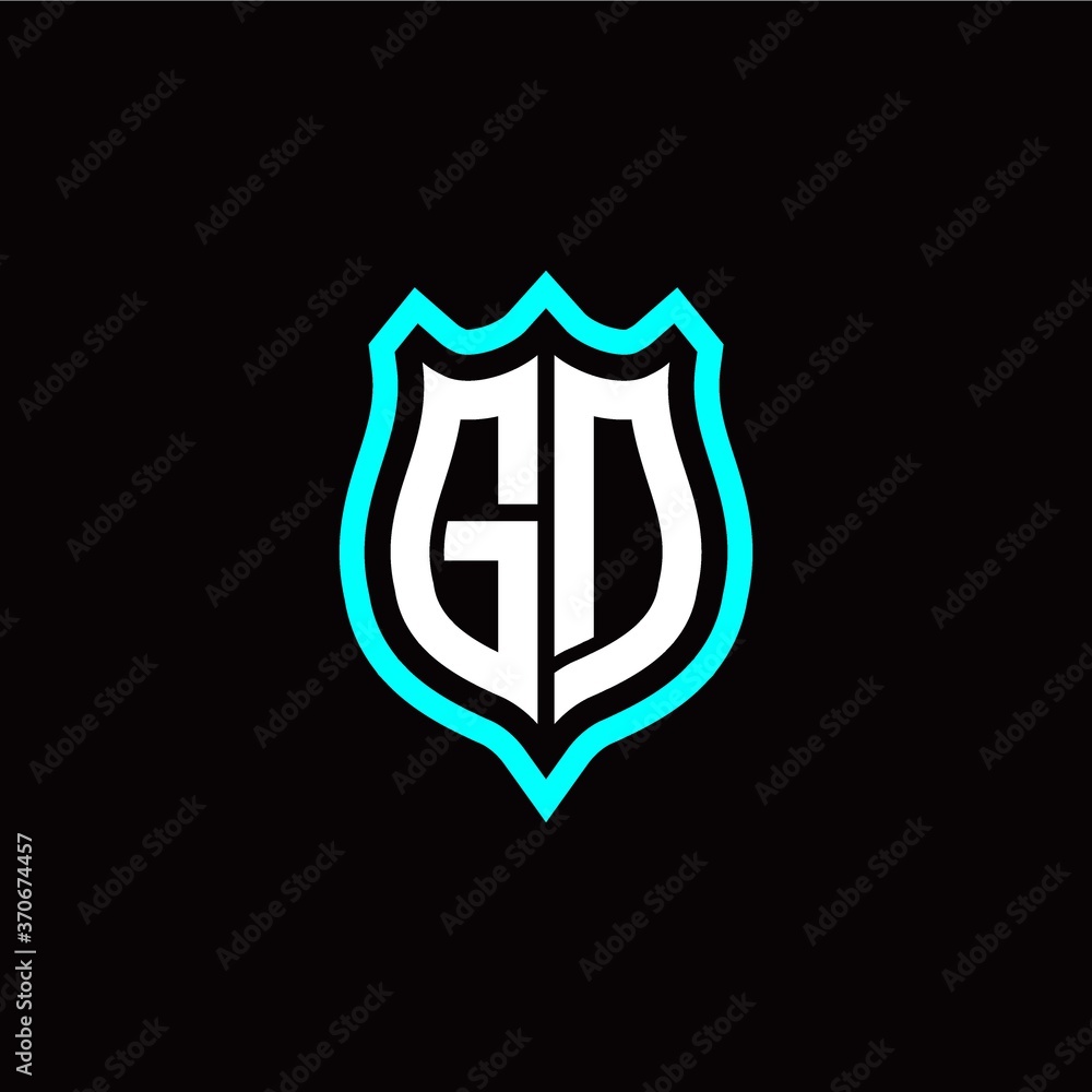 Initial G D letter with shield style logo template vector