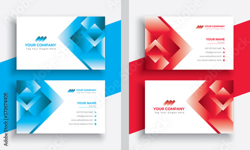 Modern Abstract Blue Colorful Business Card Template