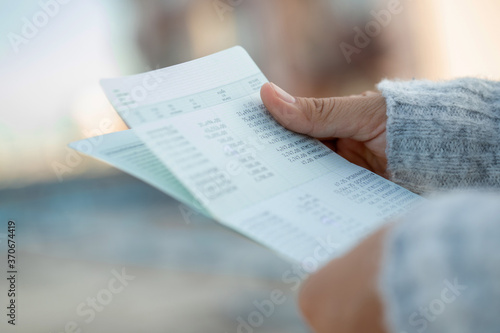 focus Hand,Bank passbook on hand