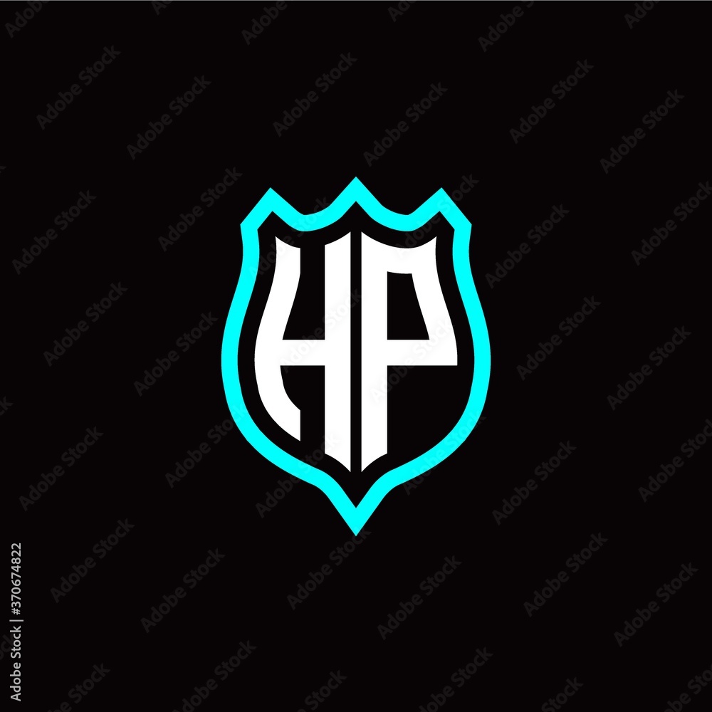 Initial H P letter with shield style logo template vector Initial H P letter with shield style logo template vector